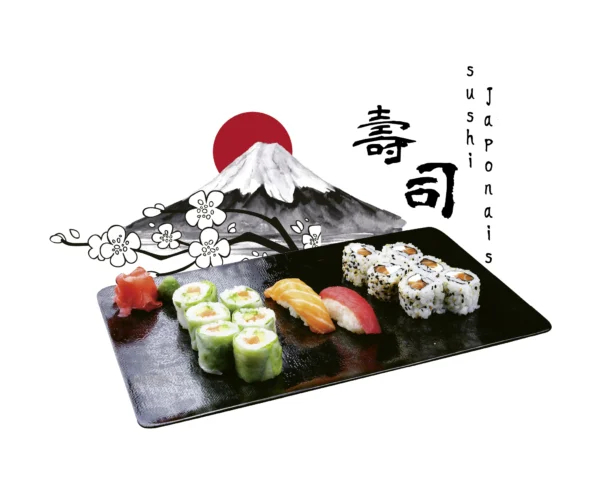 Sticker Autocollant Opaque vitrine Sushi S5 48x35cm