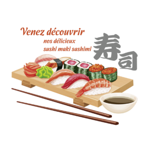 Sticker Autocollant Opaque vitrine Sushi S9 41x32cm