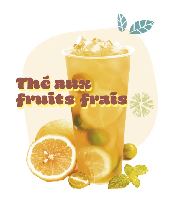 Sticker Autocollant vitrine bubble tea thé aux fruits citron  37x46.5cm